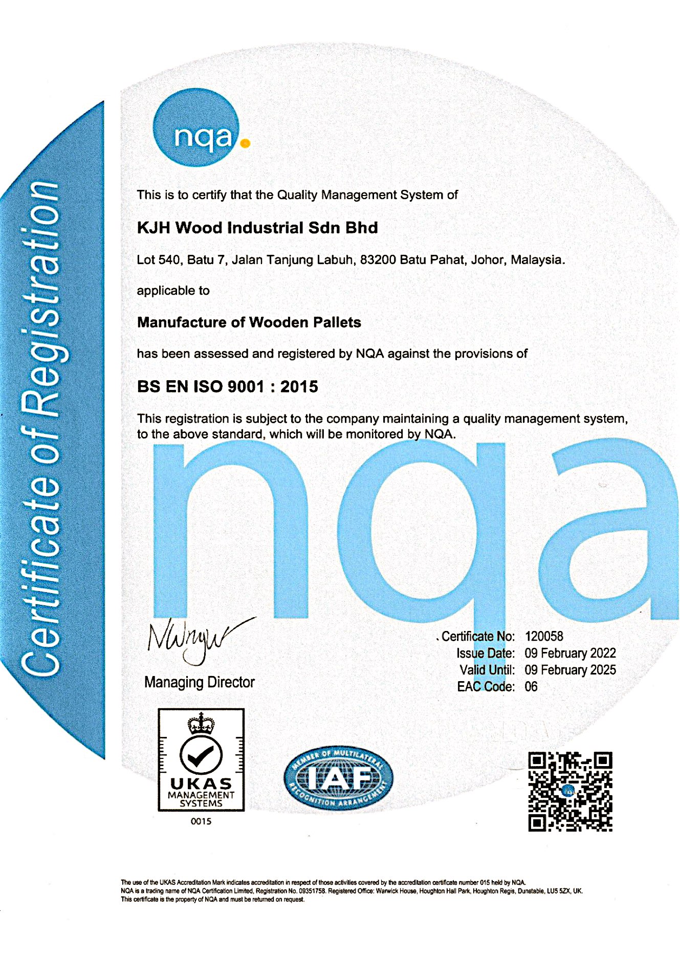 NQA BS EN ISO 9001:2015